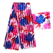 Африканская ткань niferian Органза Шелковый воск с атласной лентой шелковая органза фарбики для женского платья 4+ 2 ярдов