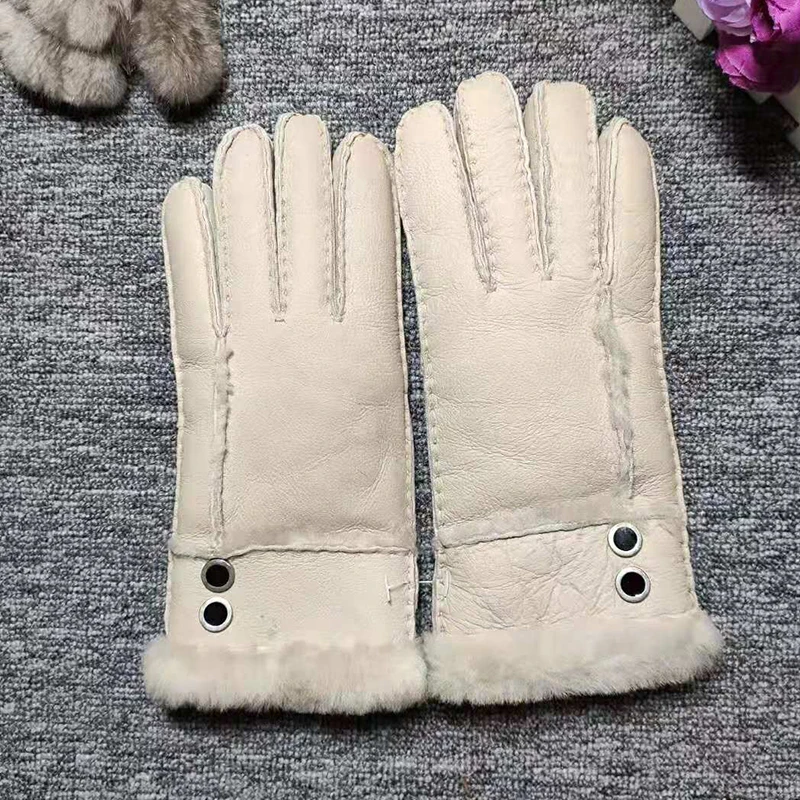 White color 7 Женские зимние кожаные перчатки, женские перчатки из натуральной кожи, овчина, шерсть, овчина, меховые варежки, элегантные теплые женские перчатки G30 - Цвет: White color 7