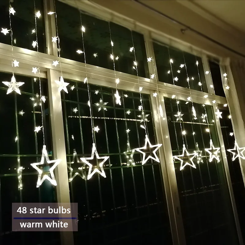 LED String Lights Pentagram Star Curtain Lights Fairy Wedding Birthday Christmas Lighting Indoor Decoration Light Remote control