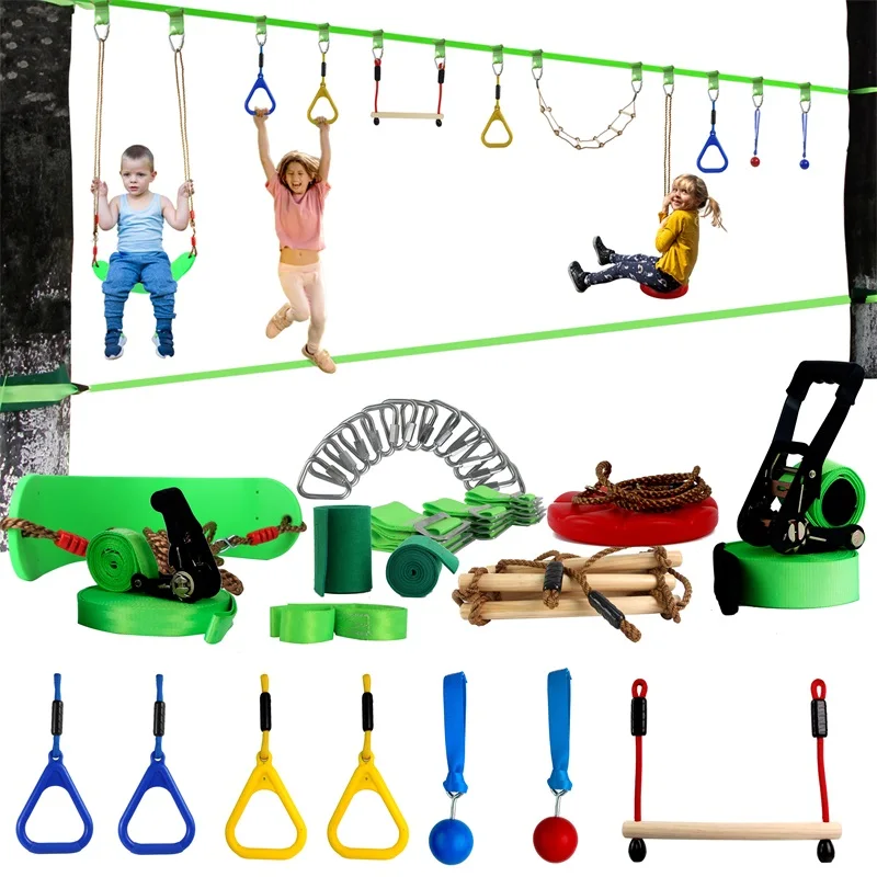 Details about   New 56Ft Ninja Warrior Hanging Obstacle Sports Training Gymnastic Stackline Kit 