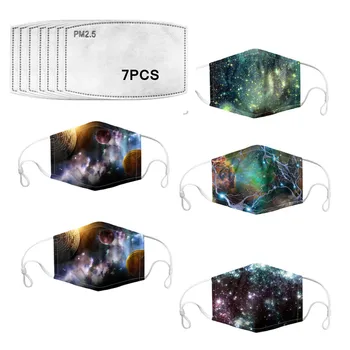 

5Pcs Cotton Face Maskswashable And Reusable Black Facemask With 7Pcs Filter New Breathable Cloth Mouth Maske Dustpoor Faceshield