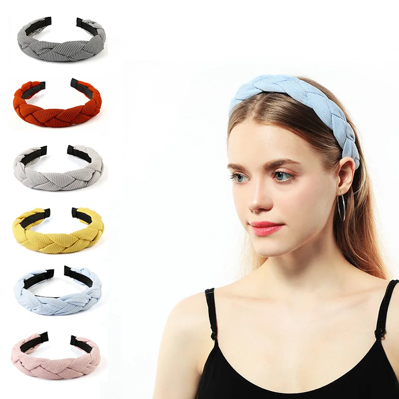 New Style Cotton Fabric Cross Headband Ladies Twist Braided Flannel