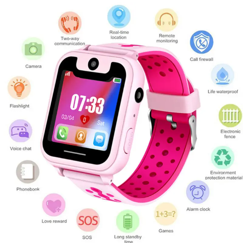 

S6 Full Screen Kids Smart Phone Watch Life Waterproof Photo LBS Baby Watch SOS Locator Anti Lost Monitor Children Smart Watch