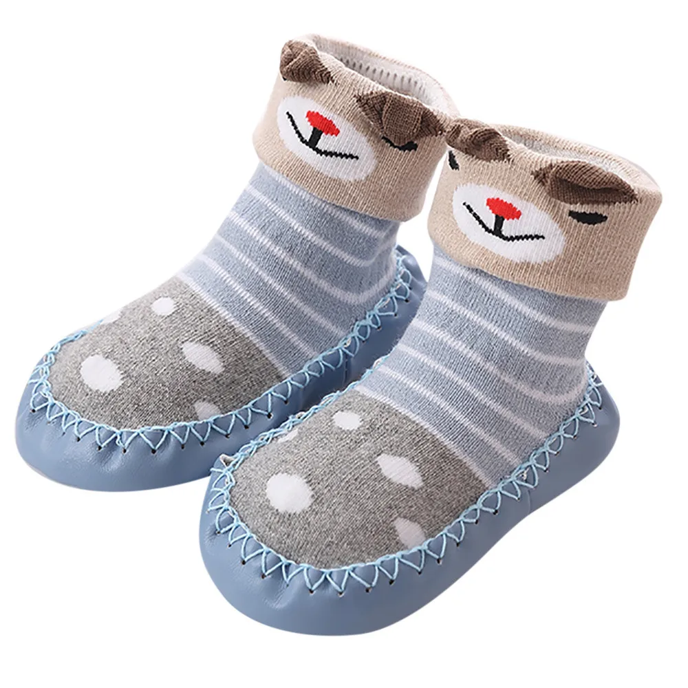 Носки для маленьких мальчиков и девочек, хлопковые детские носки-тапочки, нескользящие носки для малышей, обувь для малышей 0-6, 6-12, 12-18, 18-24, первые ходунки,# X2 - Цвет: Blue
