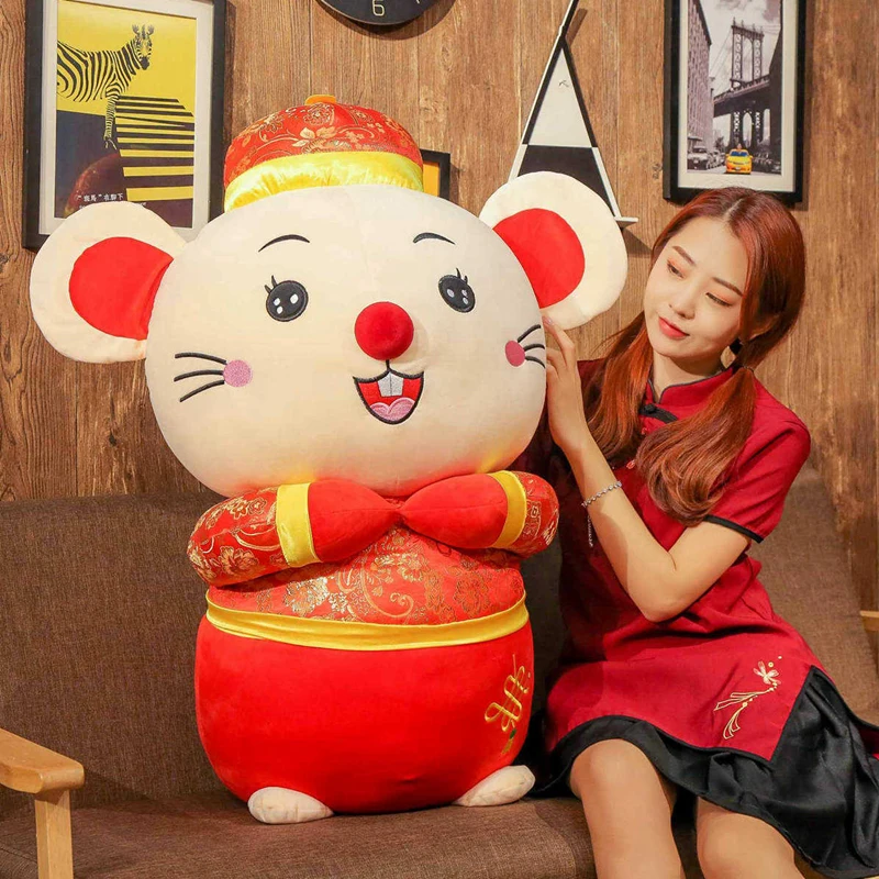 Прекрасный 1 шт. 25 см год плюшевая крыса игрушка-талисман красная мышь в Танг костюм мягкие игрушки китайский год вечерние украшения подарок на день рождения