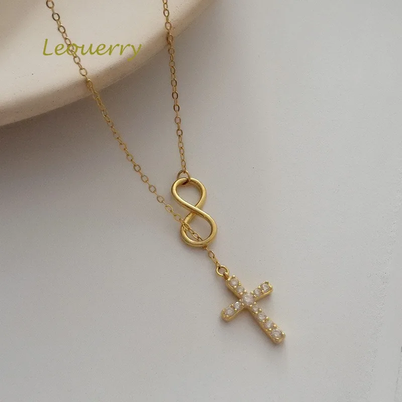 Leouerry,, циркон, крест, подвеска, ожерелье, 925 пробы, серебро, элегантное, ключицы, ожерелье s для женщин, серебро, 925, ювелирное изделие