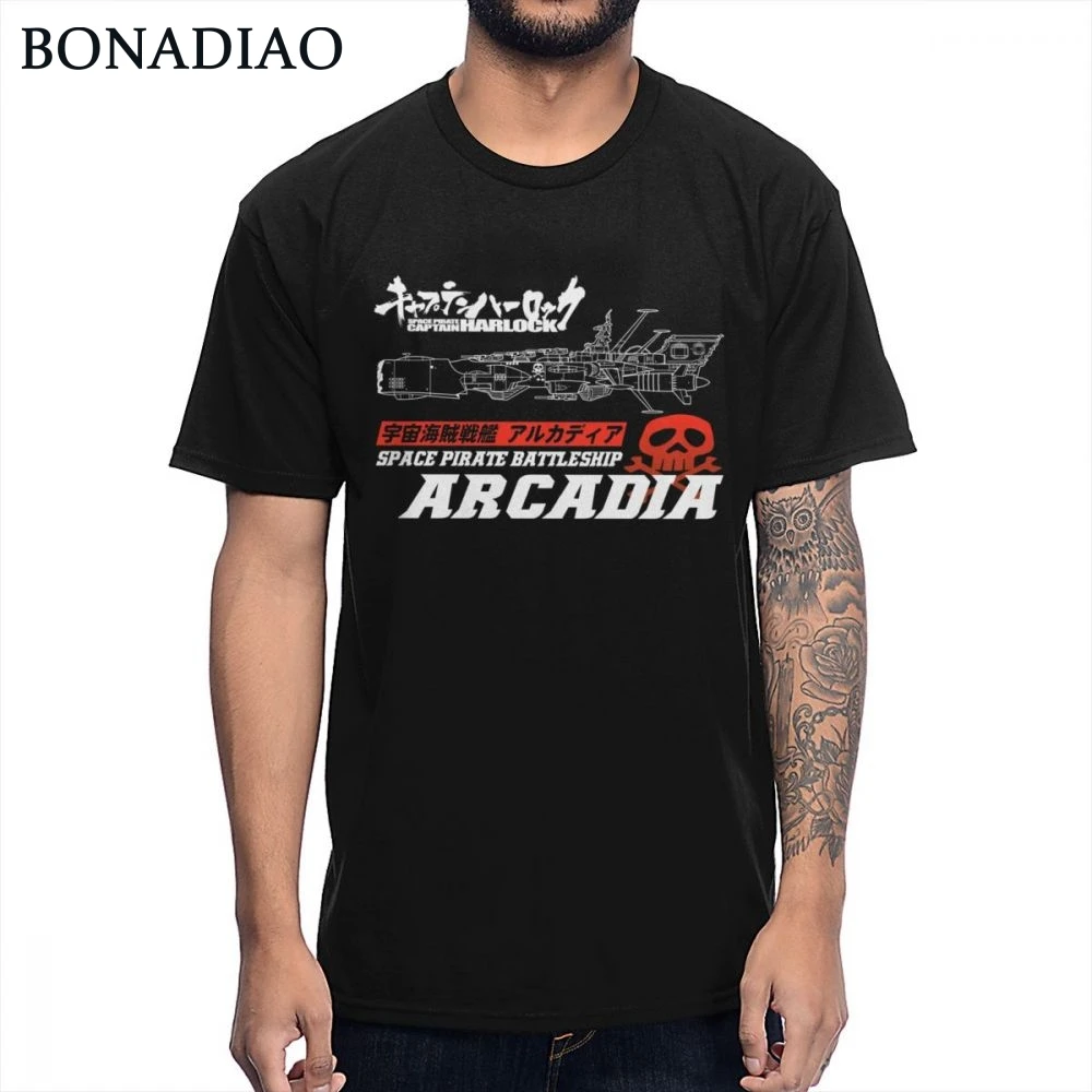 

Men's Young Design BATTLESHIP ARCADIA Space Pirate Captain Harlock T Shirt O-neck Healthy Cotton Awesome Tee Shirt