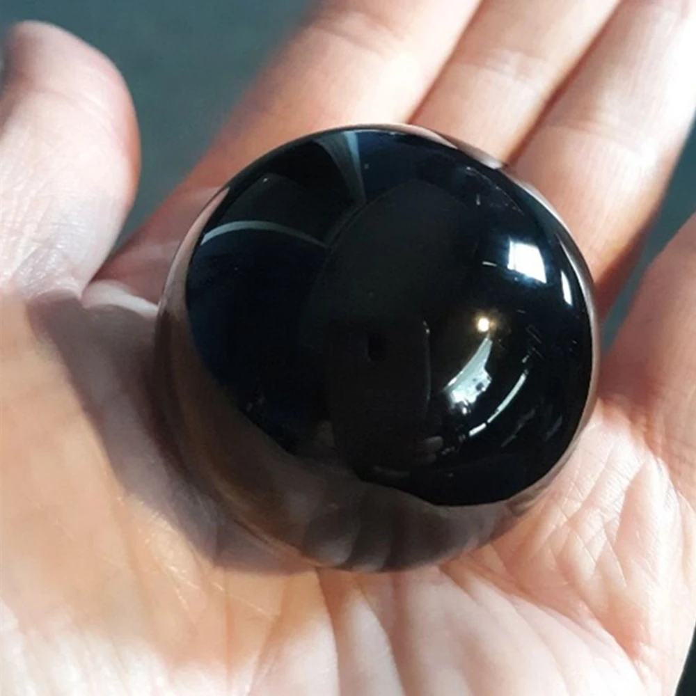 40MM Natural Black Obsidian Sphere Large Crystal Ball Healing Stone Gemstone ~ 