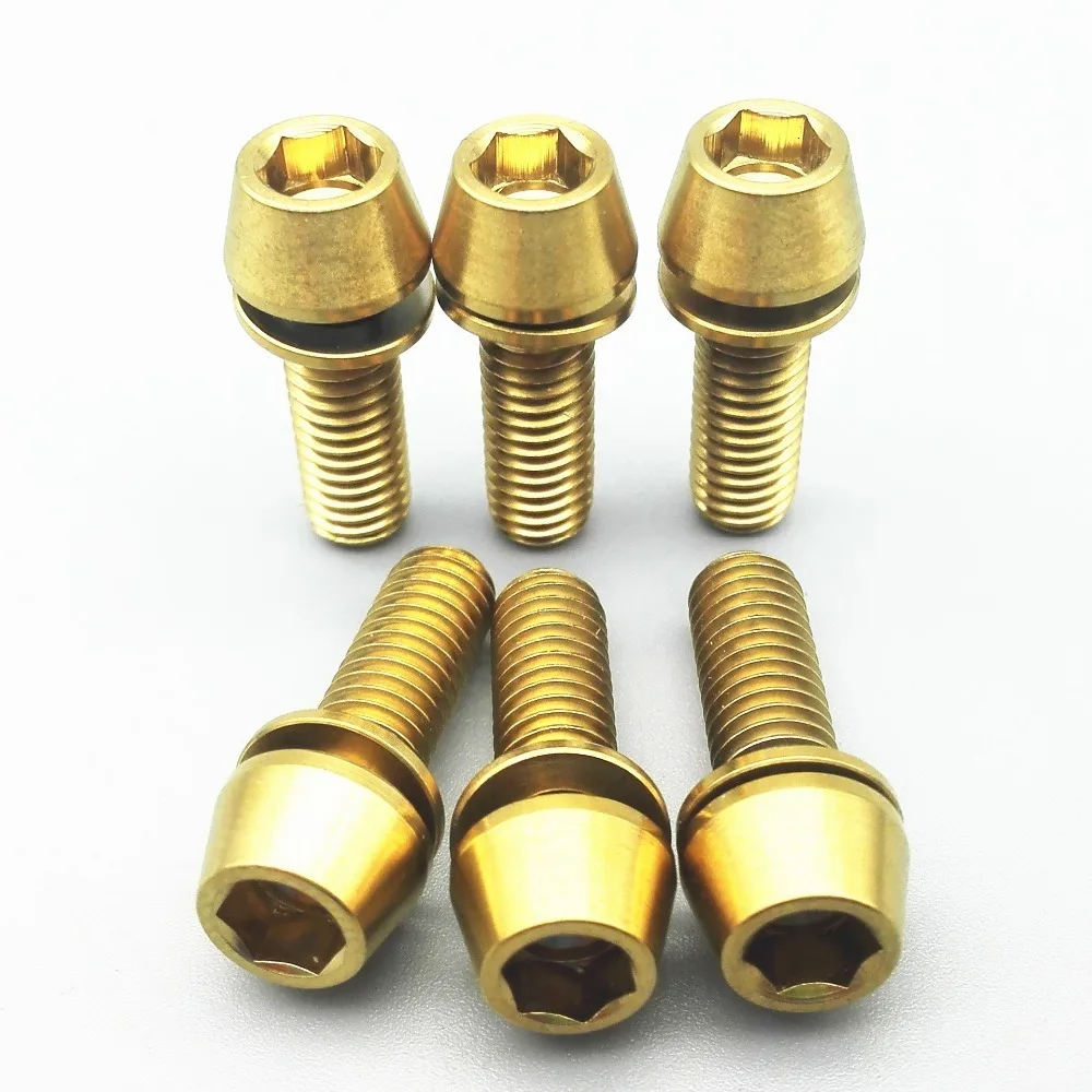 M6 x16 M6X18mm титановые болты 4 стержня Ручка Бар золотой цвет конус w/Wache головкой шестигранный разъем Ti винты