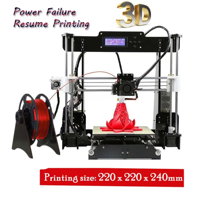 A8 W5 3d принтер Reprap Prusa i3 DIY MK8 ЖК-принтер 3d Drucker Impressora Imprimante Resume power Failed Printing