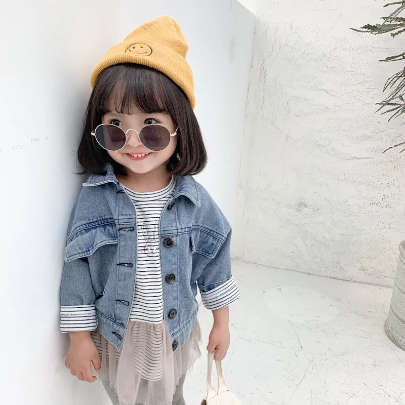 

Spring and Autumn baby boy and girl clothes clothing Retro blue denim jacket 1-5 years old