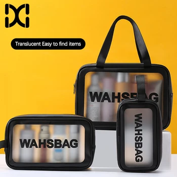 

Fashion Letter Travel Women PVC Cosmetics Organizer Bags Unisex Waterproof Wash Bags for Bathing Makeup Took Storage Bag men