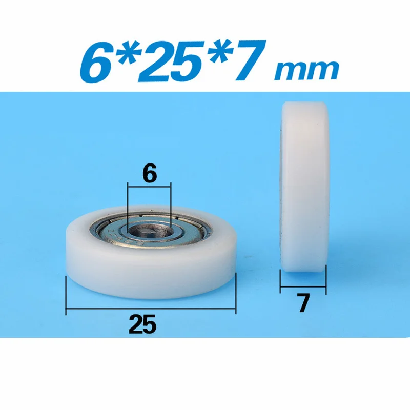 6*25*7mm F type plane plastic pulley Falt package bearing 626zz pulley