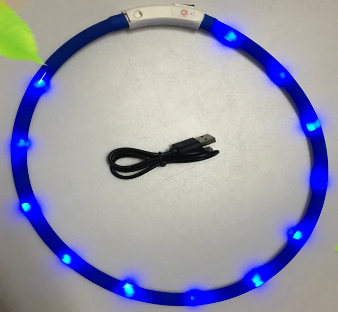 Синий 70 см мигающий светодиодный ошейник для собаки свет, usb-зарядка электронная собака воротник светодиодный свет ночная безопасность красный для пластиковые контейнеры для тату щенок - Цвет: Синий