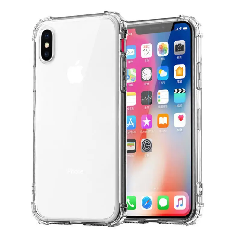 Сверхмощный защитный чехол для iPhone 11 X XS Max Four Corner усиленный силиконовый прозрачный чехол для iPhone XS XR 6 6S 7 8 Plus - Цвет: Clear