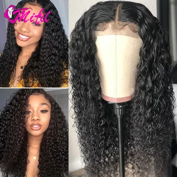 

Mifil Kinky Curly Human Hair Wig 150% Brazilian Hair Wigs Remy Lace Front Wig 13X4 Lace Front Human Hair Wig With Baby Hair