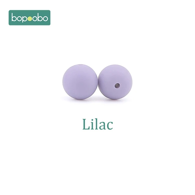Bopoobo 15mm 10pc Silicone Beads Food Grade Silicone Baby Teething Products Chews Pacifier Chain Clips Beads Baby Teethers Lilac