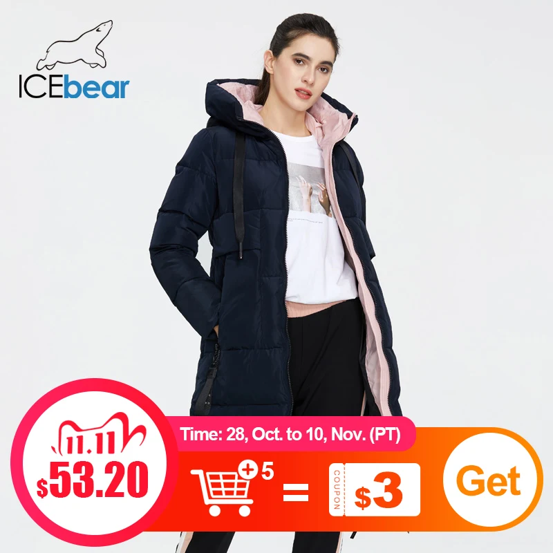 ICEbear 2020 Новая зимняя Женская куртка высокого качества длинное женское пальто с капюшоном женские парки стильная женская брендовая одежда GWD19507I|Парки| | АлиЭкспресс