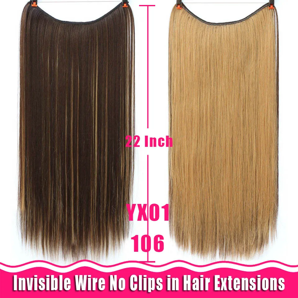 22 длинные волнистые красные черные синтетические повязки на голову термостойкие шиньоны невидимая рыбья линия волнистые волосы для наращивания женские головные уборы - Цвет: YX01-106