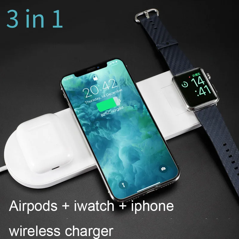 

Qi Wireless Charger base For Apple watch iPhone X Xs 8 Samsung S10 S9 Note9 for Apple Watch 1 2 3 4 /Airpods 3in1 Charging Pad