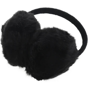 

Lady Woman Headband Black Faux Fur Winter Ear Cover Earmuffs