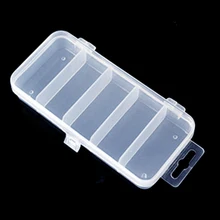 5 Compartments Plastic Fishing Lure Bait Box Storage Organizer Container Case