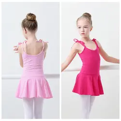 Балетное платье розового и синего цвета для девочек хлопковый топик, детская одежда для маленьких девочек гимнастическая трико
