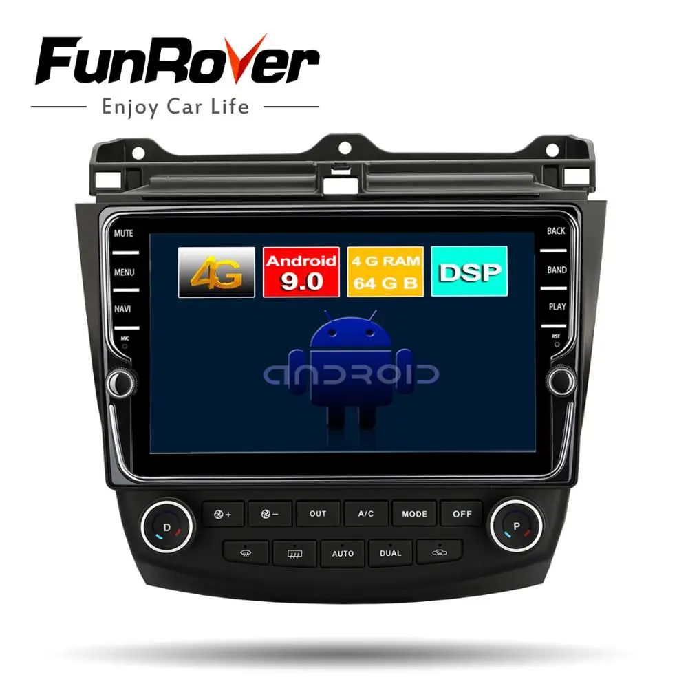 FUNROVER Octa 8 Core android 9,0 автомобильный dvd мультимедиаплеер для Honda Accord 7 2003-2007 радио gps навигации стерео DSP головное устройство