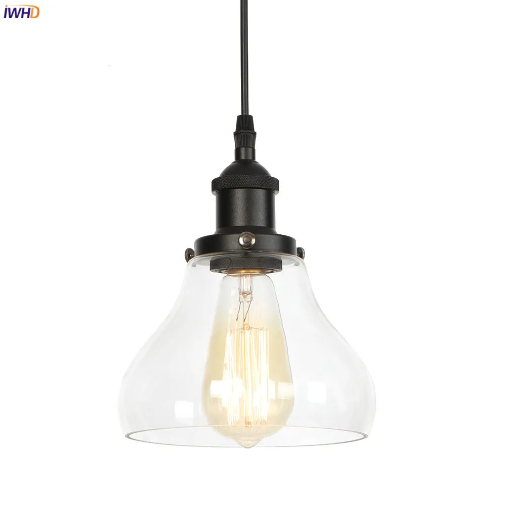 

IWHD Loft Decor Industrial Vintage lighting Bedroom Dinning Living Room Glass Edison Pendant Lights Fixtures Lamparas Colgantes