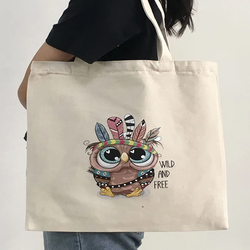 

Tote Bag Women Cotton Canvas Shoulder Bag Personalized Pattern Fashion Reusable Foldable Ladies Hanbag Student Package Handmade