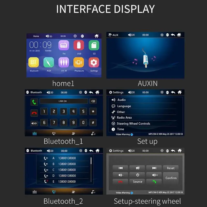 Стерео 7 дюймов Bluetooth AUX RCA FM радио головное устройство SWM X5 двойной 2 DIN