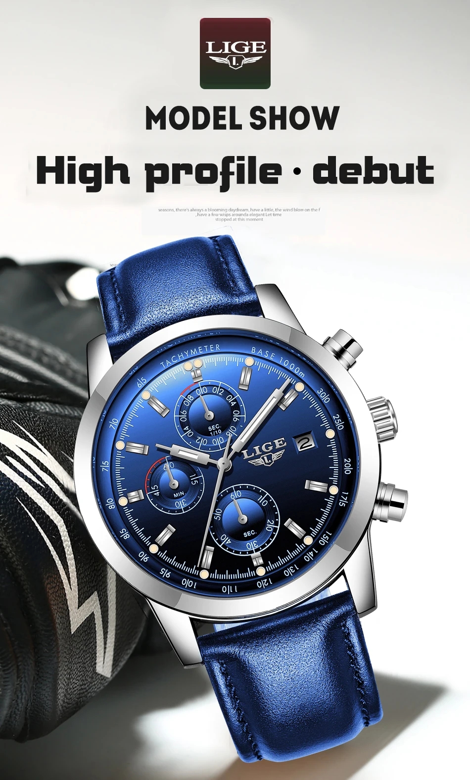 LIGE новые модные мужские часы Аналоговые кварцевые наручные часы 30 м водонепроницаемые спортивные кожаные часы с хронографом и датой Montre Homme