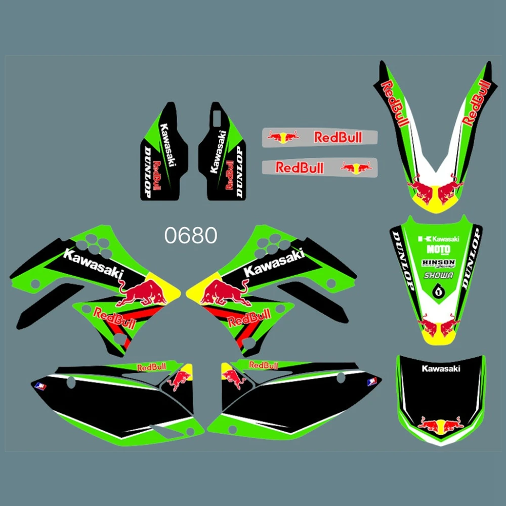 Для KAWASAKI KXF450 2009 2010 2011 Графика наклейки на заказ Номер Наименование лента 3M Полный мотоцикл Фоны аксессуары