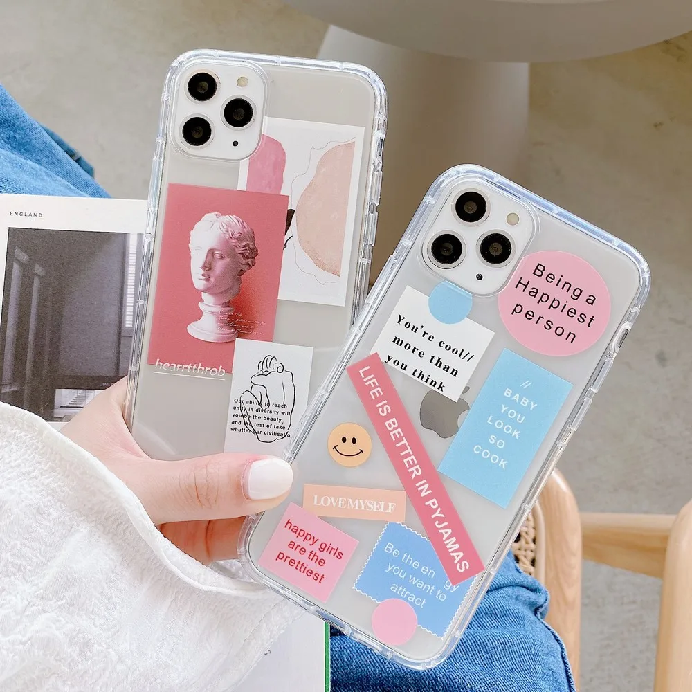 

Smile label Pattern For iPhone 11 Pro Max XR XS Max XS 7 8 plus 6 plus Transparent soft rubber shell