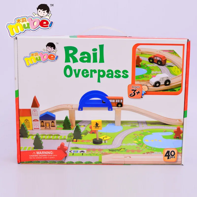 

40 Pc City Camera Track Overpass Traffic Scene Combination Wooden Toys Train Camera Track
