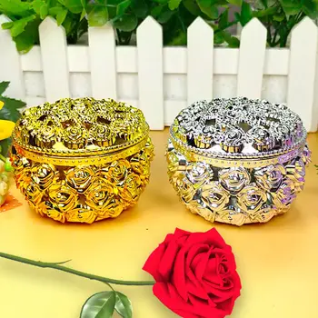

Creative wedding party plastic gold and silver plating rose candy box baby shower party storage favor box birthday candy boxes