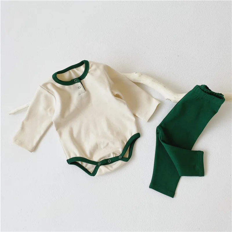 MILANCEL/комплект зимней одежды для малышей; боди в Корейском стиле; штаны с высокой талией; комплект одежды из 2 предметов для маленьких мальчиков