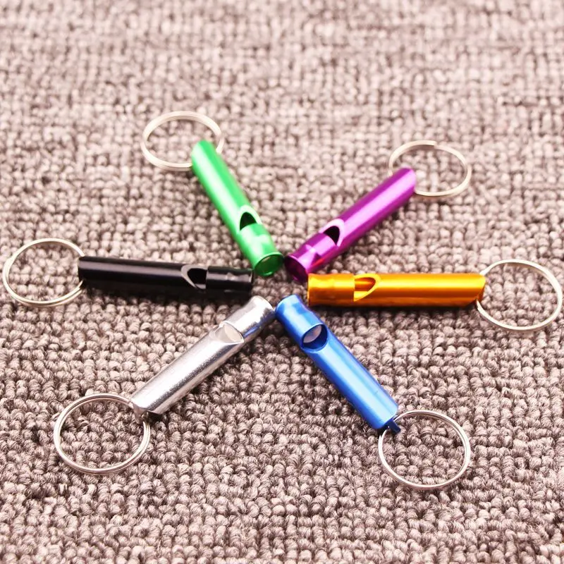 

Aluminium Alloy Color Small Whistle Firefighting Open Country Survival Whistle Small Keychain Advertisement Creative Logo Small