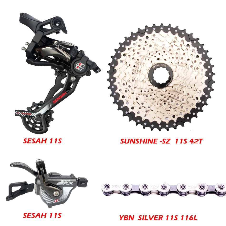 SRX 11S 4 pieces SENSAH SRX SHIMANO M6000 11 скоростей переключения Schaltwerke 46t кассетт/кеттенблат YBN X10 kette Groupset, PCR UBER - Цвет: SRX 11S 4 pieces