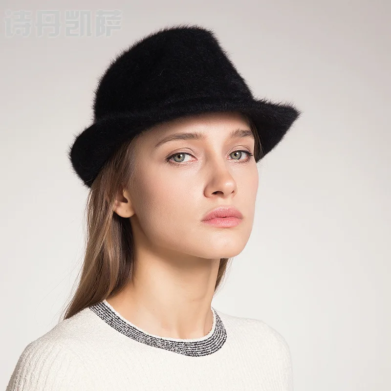 01912-HQ-WGFB173016 rabbit hair polyester blended men fedoras cap women panama jazz hat