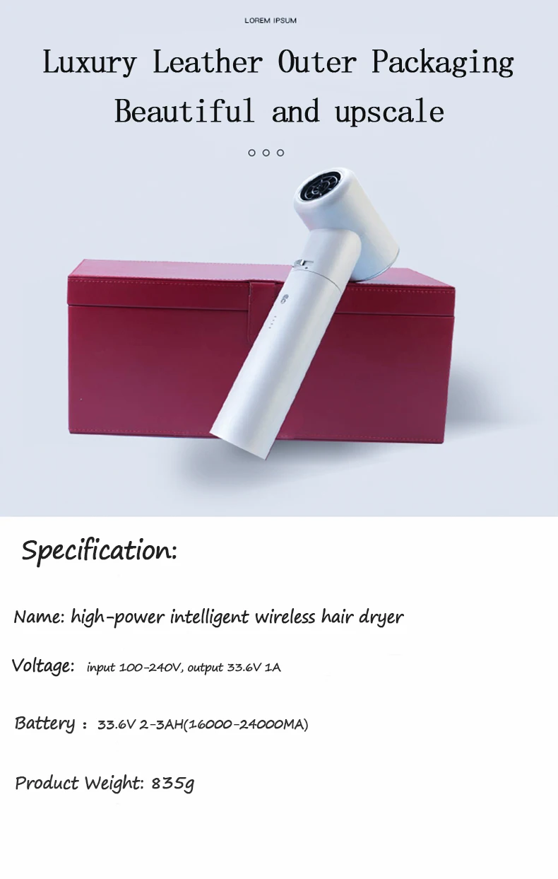 Secadores Secador De Pelo Inalámbrico Con 2 Baterías Soplador