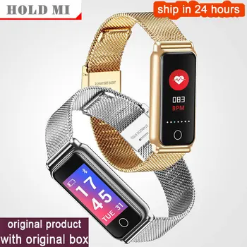 

Smart Bracelet Women Leather Stainless Steel Fitness Bracelet for Measuring Pressure Smart Wristband for Android Ios Phone