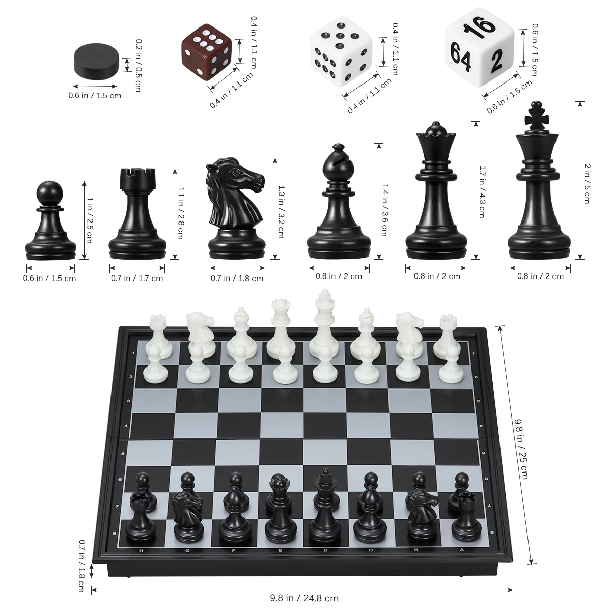 

IBaseToy 3 In 1 Magnetic Chess Checkers Backgammon Set Folding Portable Travel Magnetic Chess Board Classic Educational Toys