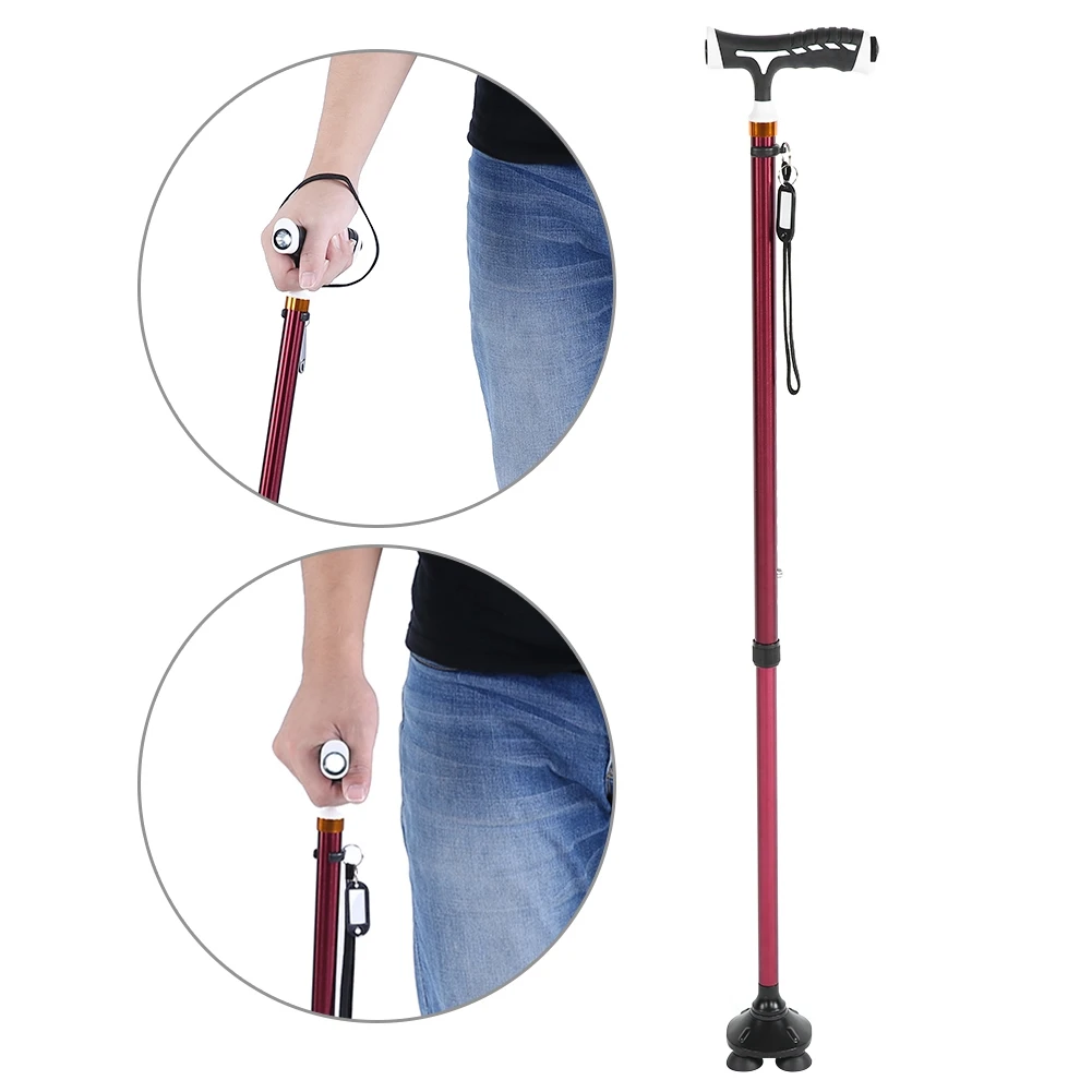 Складной телескопический регулируемый по высоте алюминий сплав складной тростник с т ручкой светодиодный легкий поворотный база для пожилых