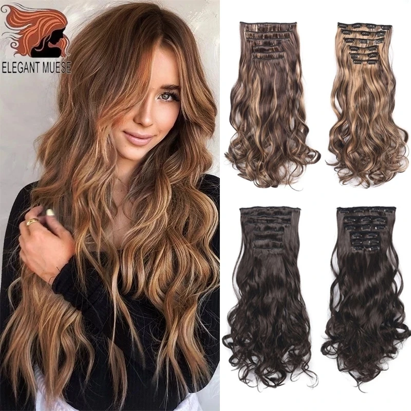 Curly Hair Clip Extensions Clip Hair Extensions Wavy Synthetic Clip