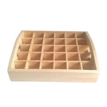 

30 Grid Oil Storage Wooden Tray Aromatherapy Oil Bottle Organizer Makeup Case Holder Display Stand Desktop Storage Box