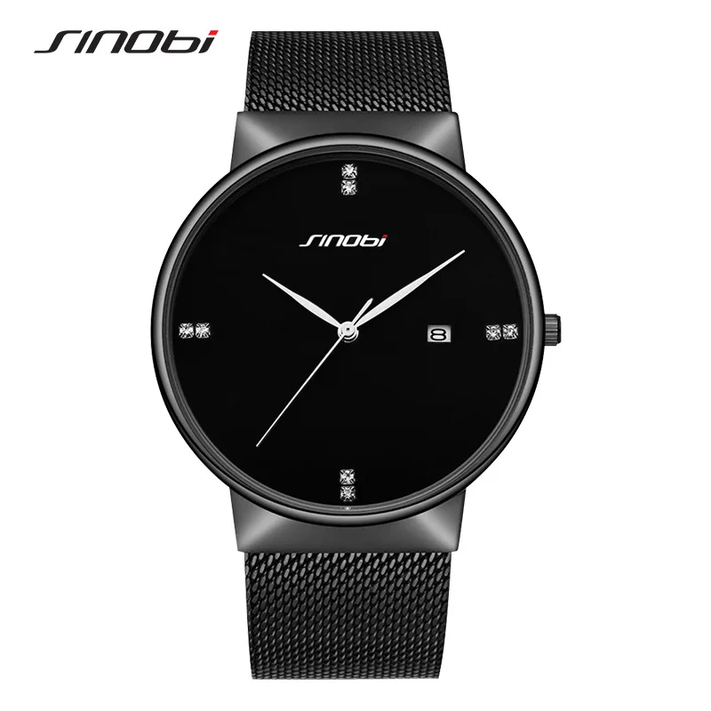 

Sinobi 9685 Watch MEN'S Watch Students Trend Genuine Product Quartz Watch Steel Mesh with Large Dial Waterproof Watch