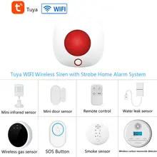

Tuya 110dB Smart Home Wireless Siren Home Alarm System 433MHz Alarm Strobe Flashing Red Light Sound Siren With Motion Sensor