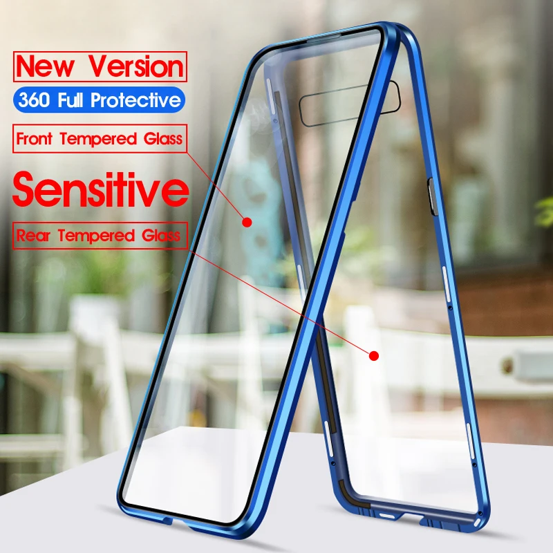 

360 Full Case For Samsung Galaxy S8 S9 Plus Note 9 8 Magnetic Metal Bumper Tempered Glass Cover For Samsung S10E plus Case coque