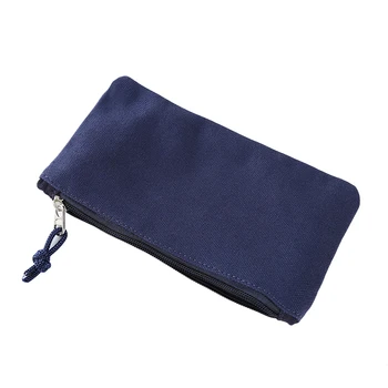 

LKEEP Plain Navy Blue Cotton Canvas Cosmetic Bag Travel Toiletry Makeup Zipper Pouch Bag